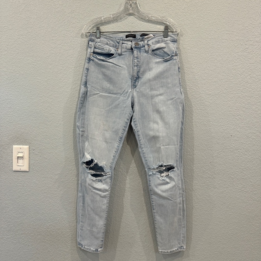 Banana Republic High Rise Skinny Light Blue Distressed Women's Jeans 31